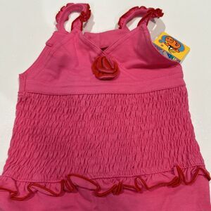 Oink Baby! Flamenco Ruffle Trim Jumpsuit Pageant Hot Pink 24 M Stretch Knit